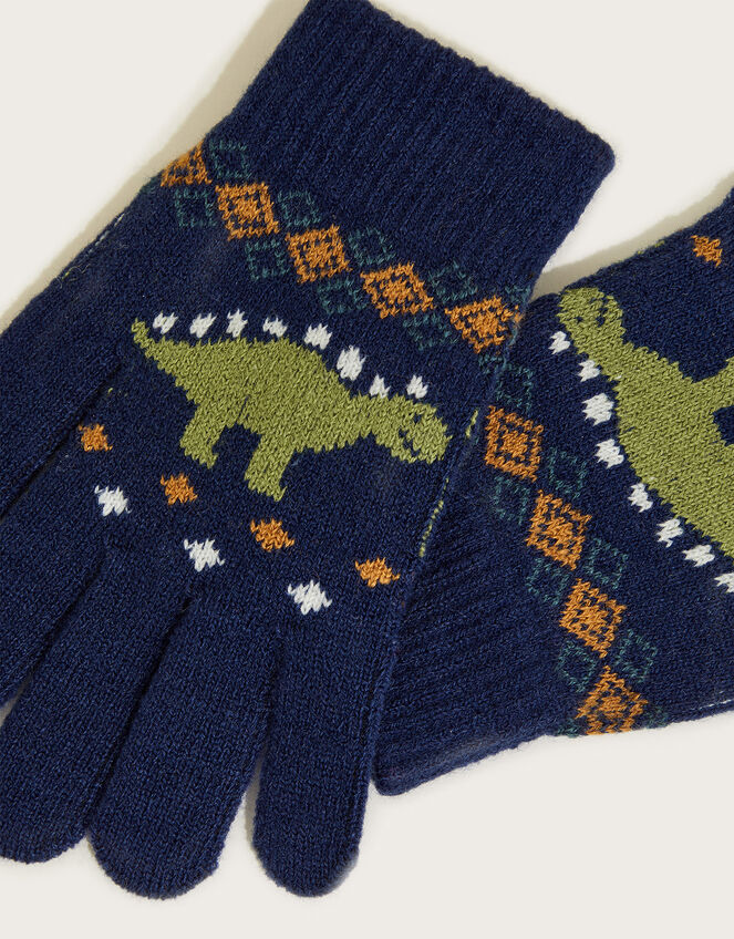 Grayson Dinosaur Gloves, Blue (BLUE), large