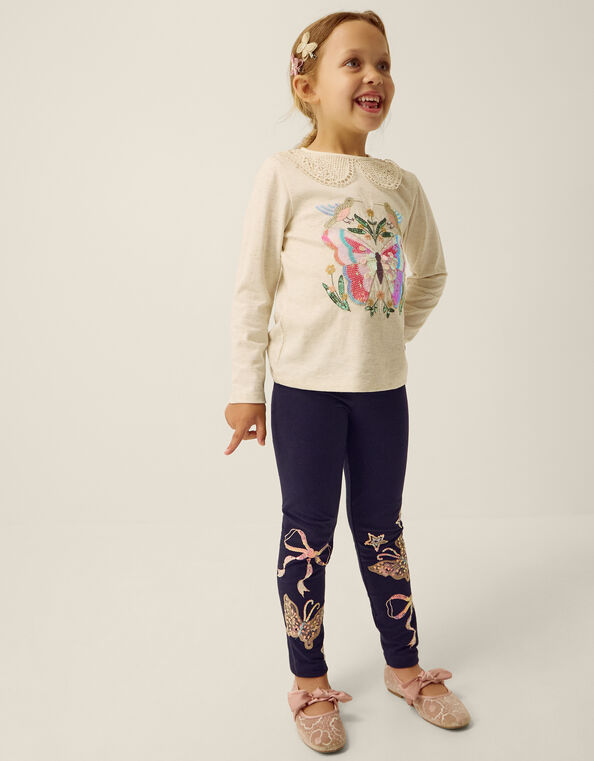 Butterfly Sequin Leggings, Blue (NAVY), large