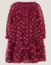 Nayla Long Sleeve Appliqu&eacute; Party Dress, Red (BURGUNDY), large