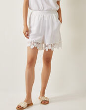 Lara Floral Embroidered Shorts, White (WHITE), large