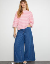 Sammi Stripe Crop Sleeve Jumper, Pink (PINK), large