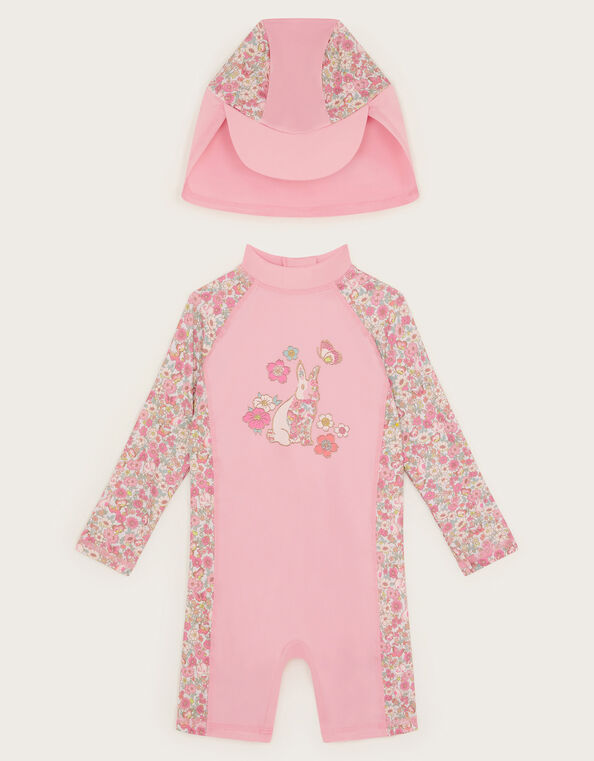 Baby Bunny UPF 50+ Long Sleeve Swimsuit and Sun Hat Set, Pink (PINK), large