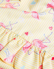 Baby Flamingo Stripe Skirt Swimsuit, Yellow (YELLOW), large