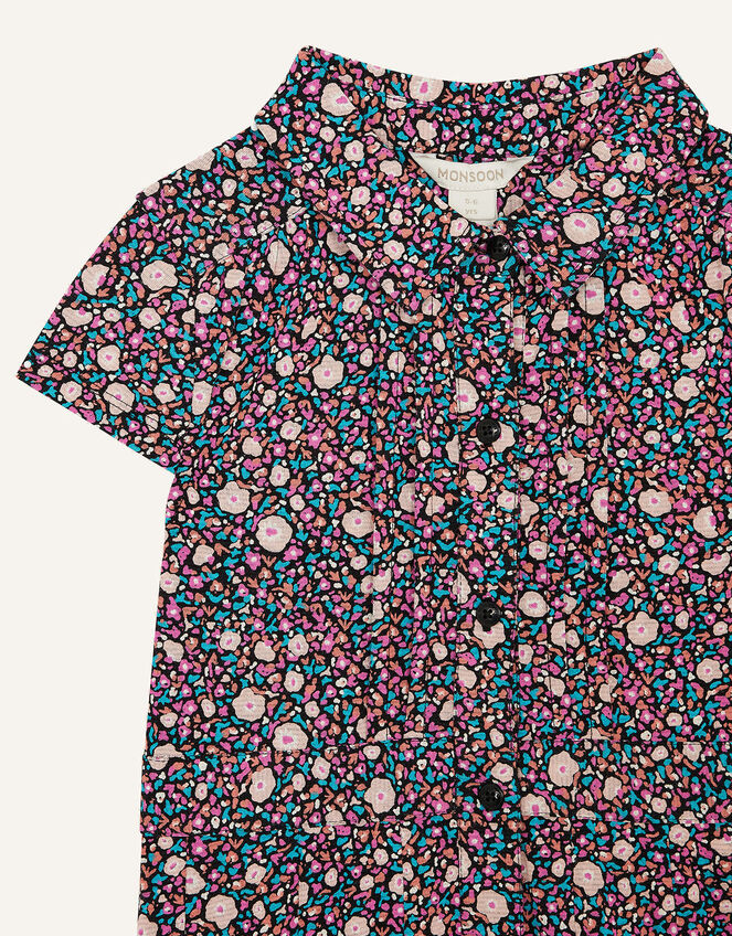 MINI ME Brittany Floral Shirt Dress, Orange (CORAL), large