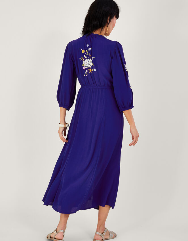 Olla Floral Embroidered Tea Dress, Blue (BLUE), large