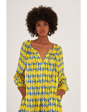 DEEBA Oozie Print Dress, Yellow (YELLOW), large