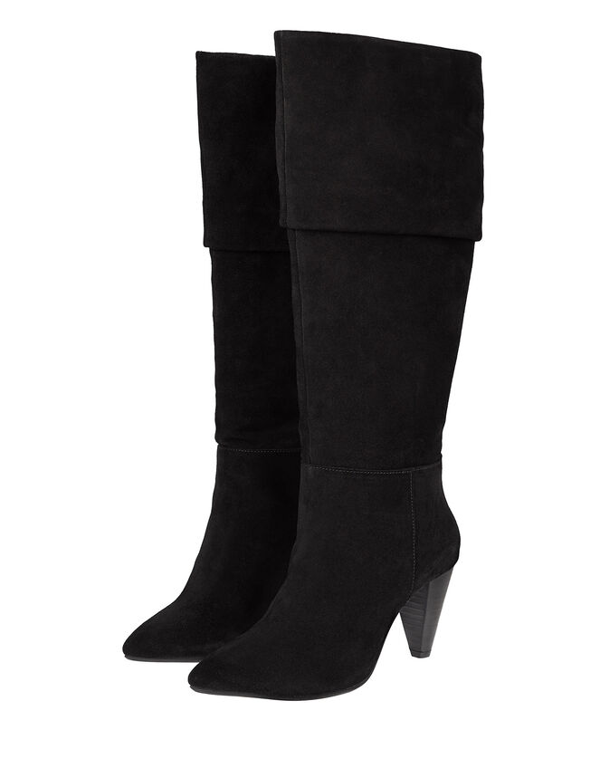 Slouch Suede Thigh Boots, Black (BLACK), large