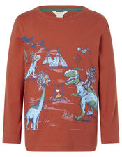 Dinosaur Long-Sleeve T-shirt, Red (RED), large