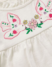 Dove Embroidered Short Sleeve Top, Ivory (IVORY), large