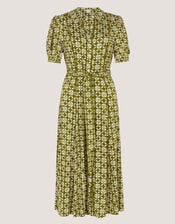 Kalani Geometric Jersey Midi Shirt Dress, Green (GREEN), large