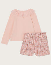 Top and Tweed Shorts Set, Pink (PINK), large