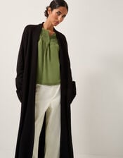 Sade Zip Longline Cardigan, Black (BLACK), large