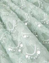 Carly Sparkle Scallop Ruffle Party Dress, Teal (TEAL), large