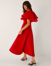 Patricia Ruffle Sleeve Midi Dress, Red (RED), large
