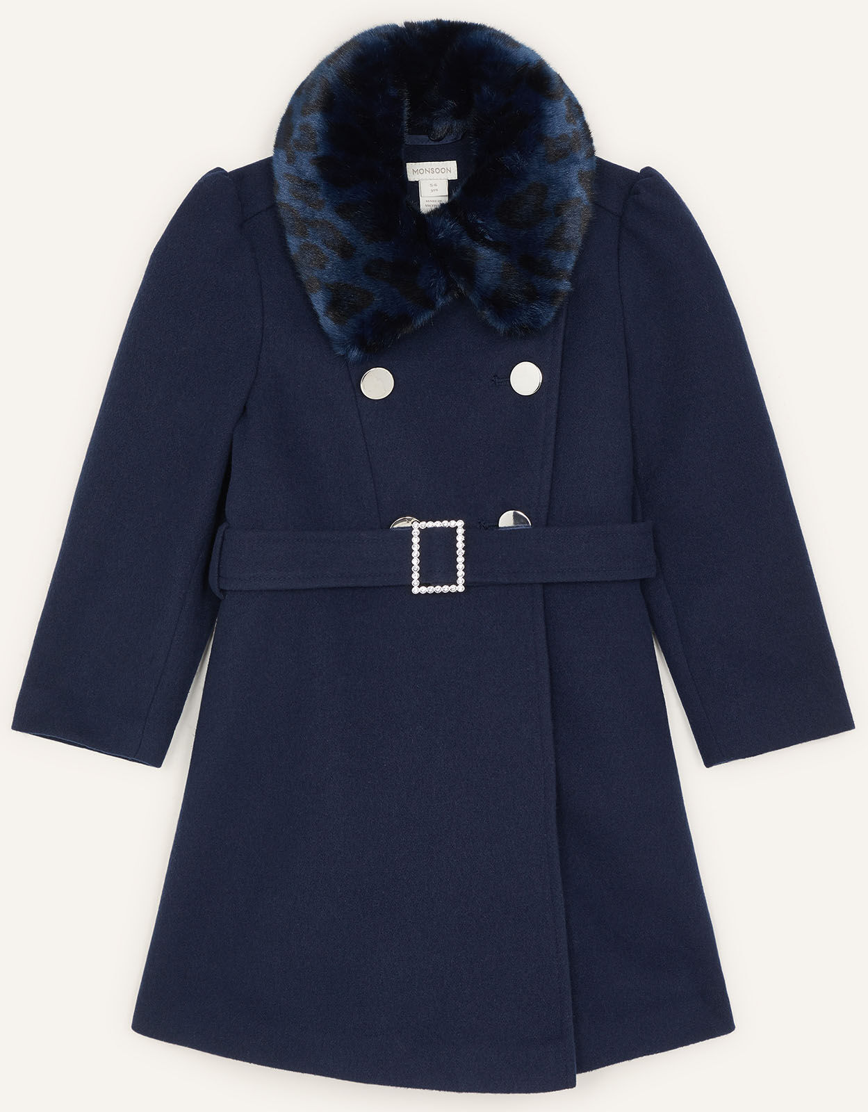 Buckle Belted Coat Blue Girls Coats Jackets Monsoon Global