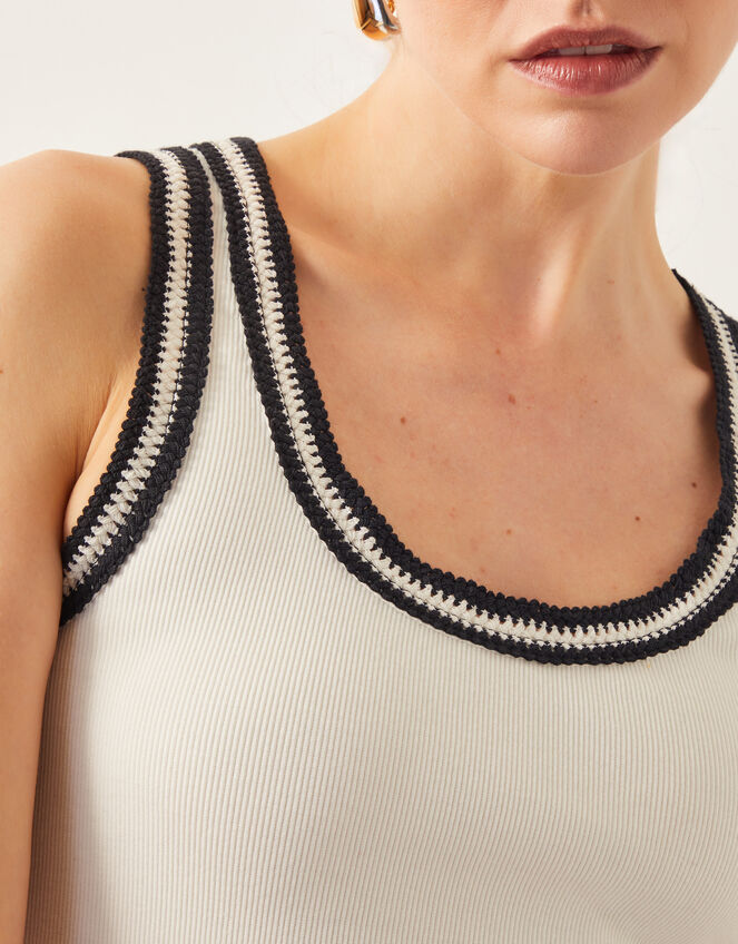 Tate Crochet Trim Tank Top, Ivory (IVORY), large