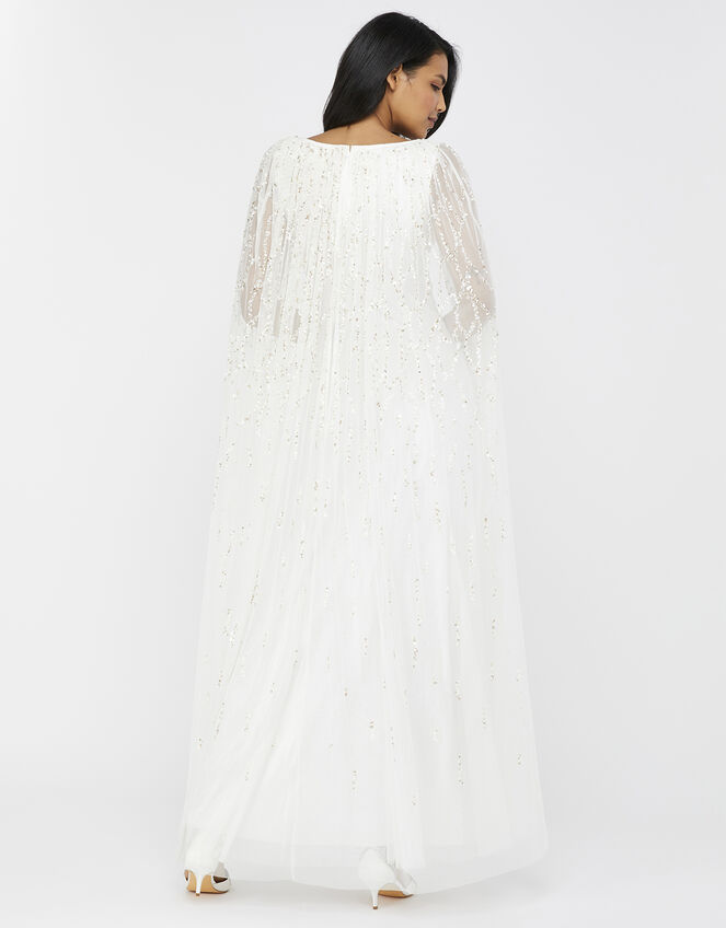 Naomi Embellished Cape Bridal Gown, Ivory (IVORY), large