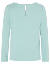 Sequin Star T-shirt in Organic Cotton, Blue (AQUA), large