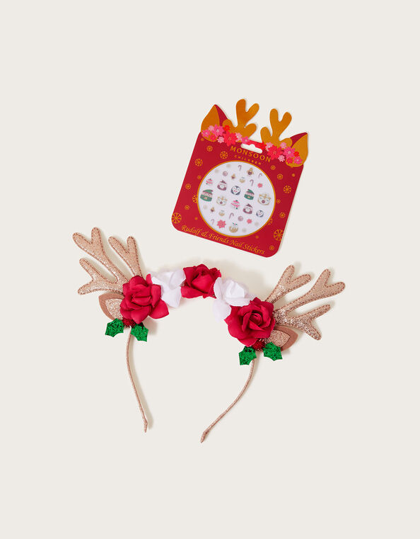 Festive Reindeer Headband and Nail Stickers, , large