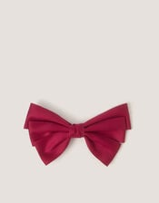 School Bow Hair Clip, Red (BURGUNDY), large