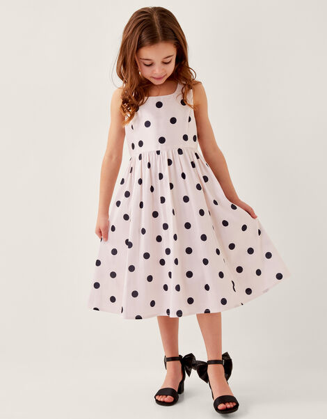 MINI ME Sicily Polka Dot Dress, Ivory (IVORY), large