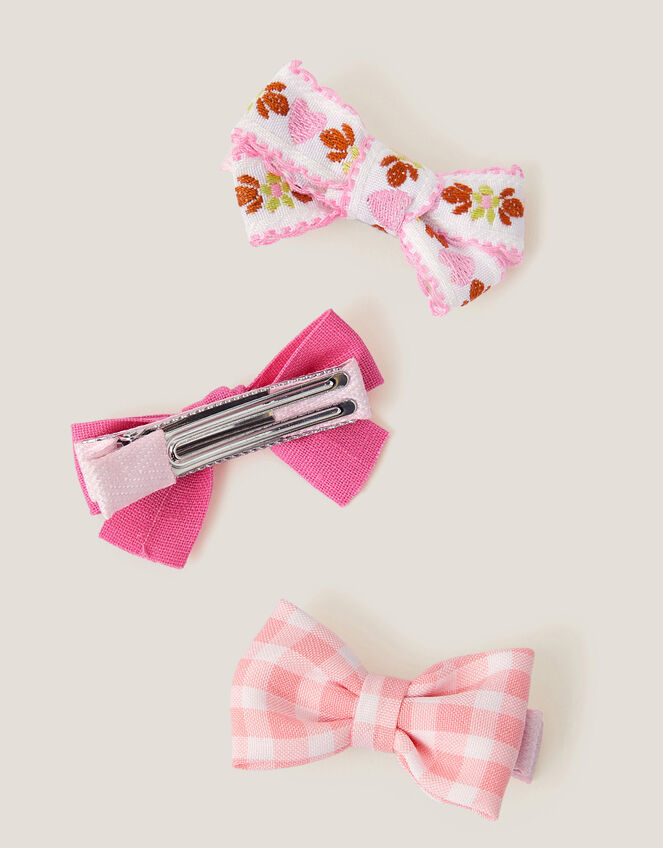3-Pack Mix Bow Hair Clips, Pink (PINK), large