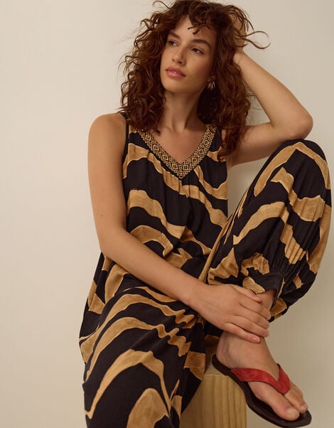 Zahara Sleeveless Print Jumpsuit, Black (BLACK), large