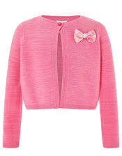 Penny Sparkle Knit Cardigan with Sequin Bow, Pink (PINK), large