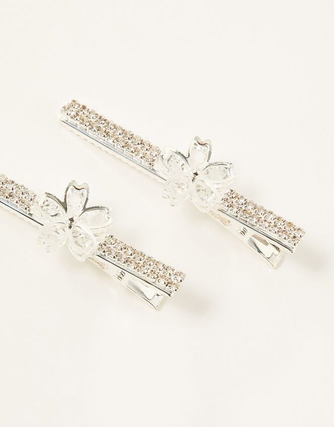 Diamante Flower Hair Clip Twinset, , large