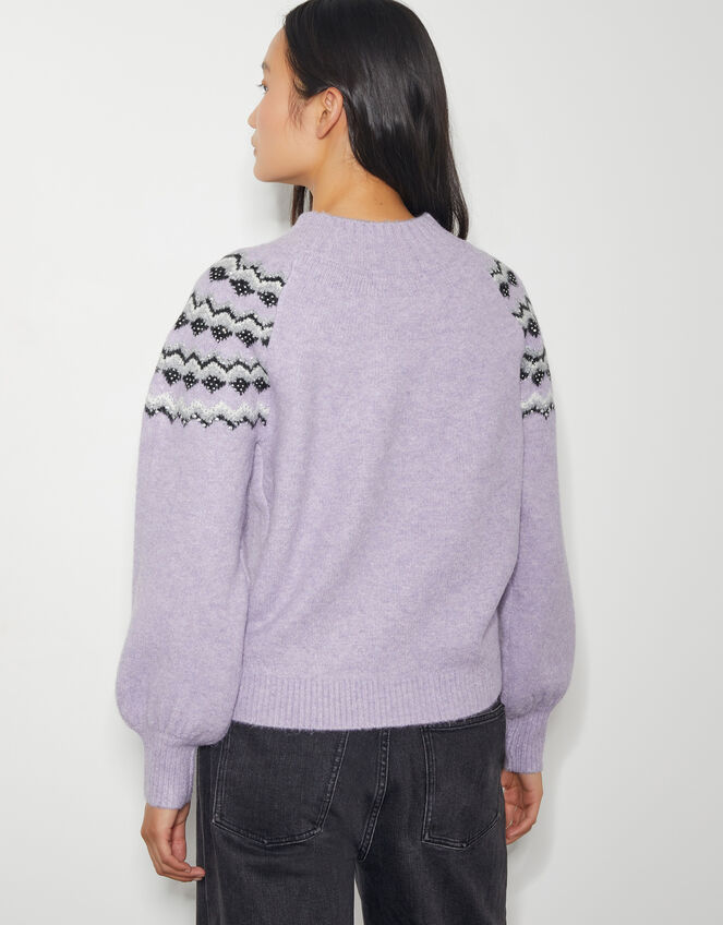 Fie Fair Isle Jumper , Purple (LILAC), large