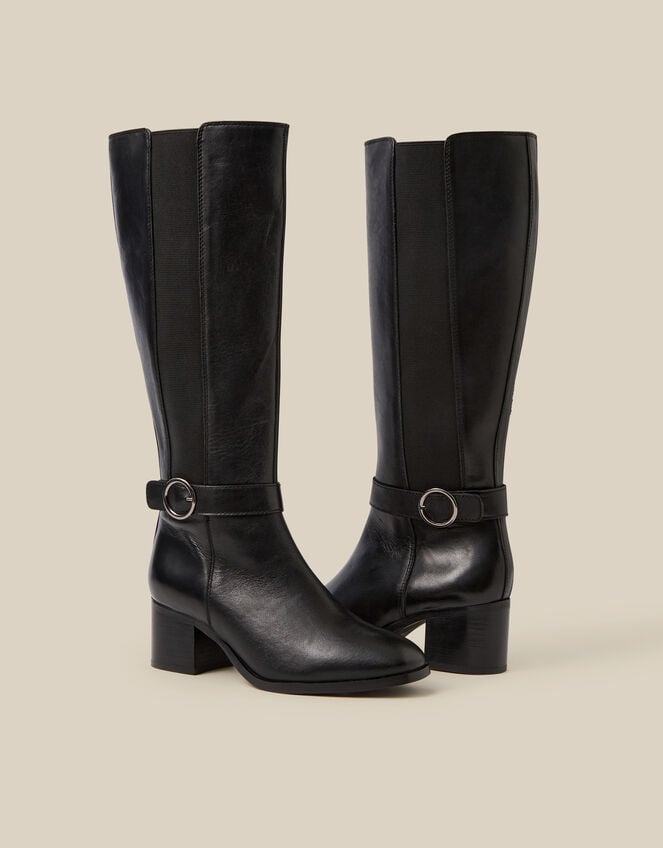 Tori Leather Knee High Boots, Black (BLACK), large