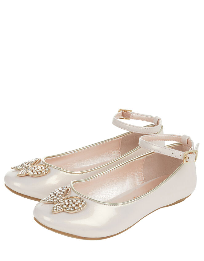 Harlow Butterfly Patent Ballerina Shoes, Pink (PALE PINK), large