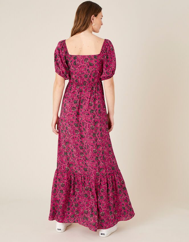 Floral Shirred Maxi Dress, Pink (PINK), large