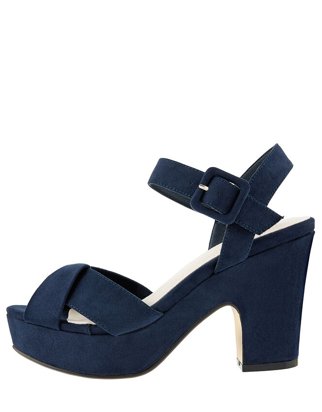 Polly Platform Heeled Sandals, Blue (NAVY), large