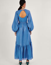 Palmer Maxi Dress in Recycled Polyester, Blue (BLUE), large