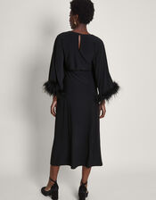 Pip Feather Maxi Dress, Black (BLACK), large