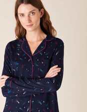 Shooting Star Print Pyjama Set, Blue (NAVY), large