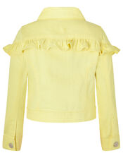 Layla Denim Jacket with Frills, Yellow (LEMON), large