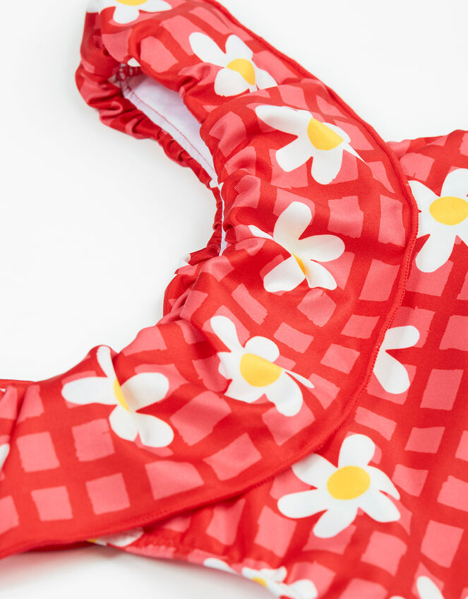 Frugi Amelia Daisy Print Swimsuit, Pink (PINK), large