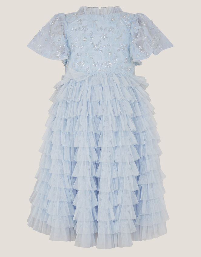Shikha Floral Embellished Tiered Ruffle Dress, Blue (PALE BLUE), large