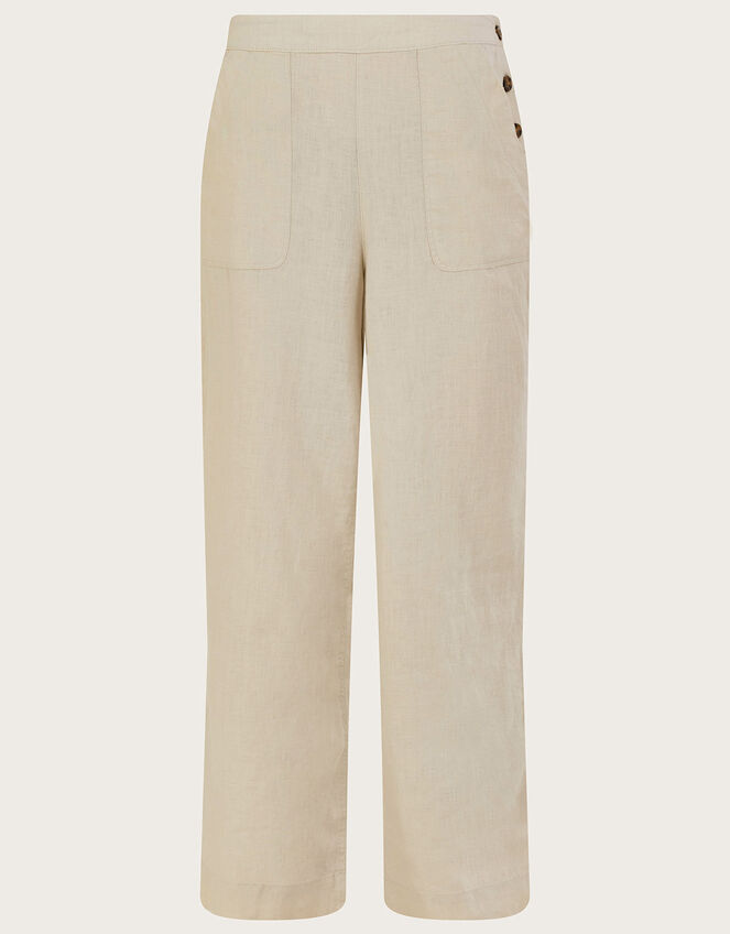 Pull-On Linen Trousers, Natural (NATURAL), large