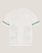 Tiger Embroidered Short Sleeve Shirt, Ivory (IVORY), large