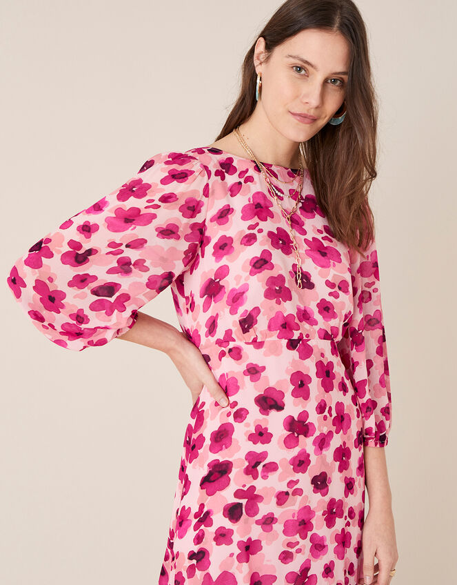Pompea Poppy Print Midi Dress, Pink (PINK), large