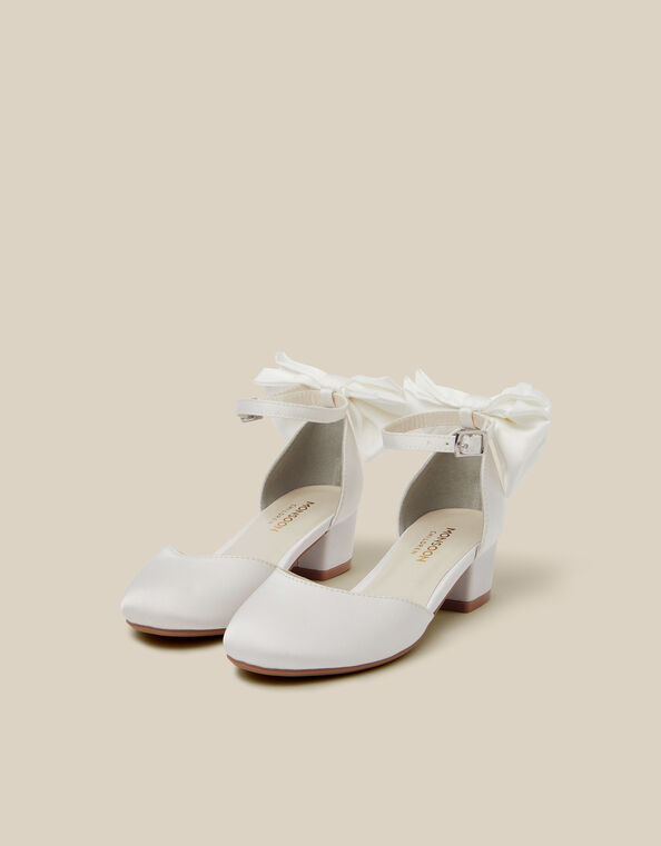 Sara Closed-Toe Bow Heels, Ivory (IVORY), large