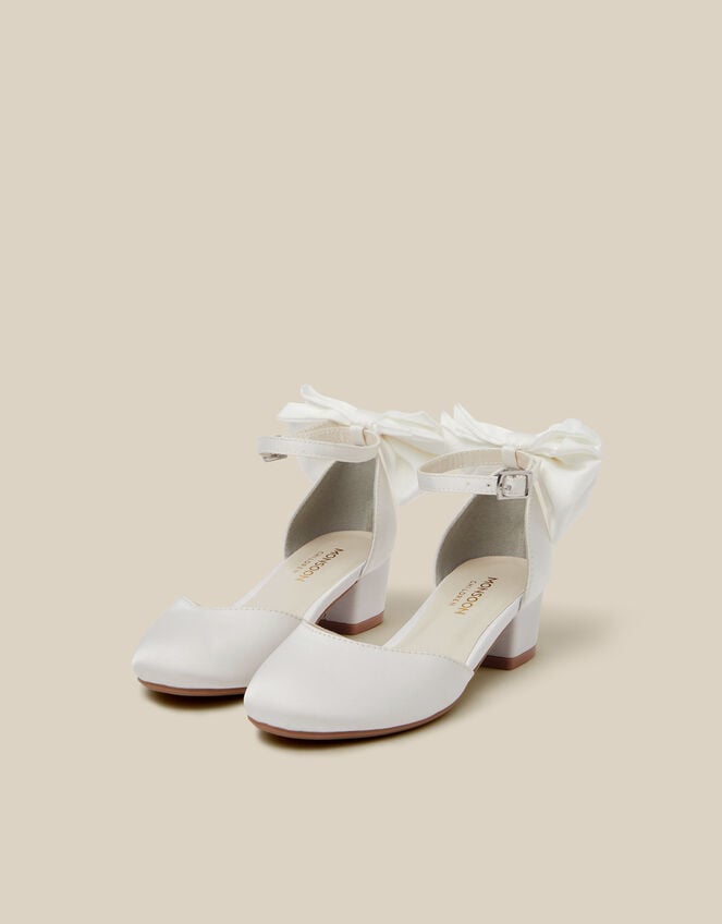 Sara Closed-Toe Bow Heels, Ivory (IVORY), large