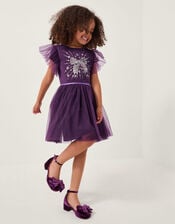 Embellished Bow Disco Dress, Purple (PURPLE), large