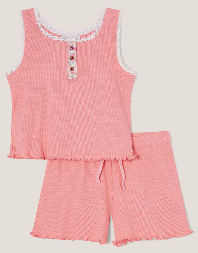 Floral Jersey Short Pyjamas Set, Orange (CORAL), large