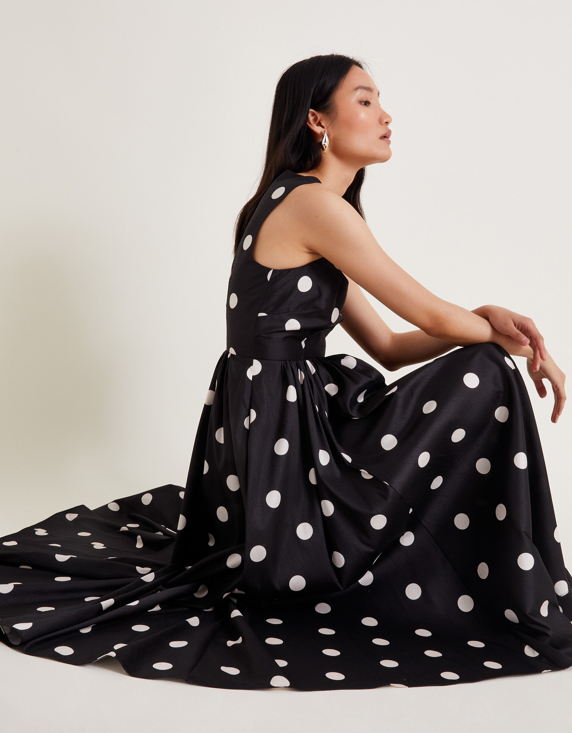 Black spot print dress deals