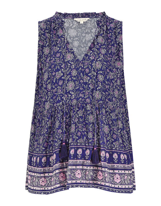 East Alice Crinkle Sleeveless Top, Blue (NAVY), large