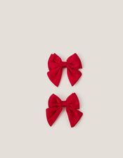 2-Pack School Bow Hair Clips, Red (RED), large